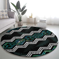 Taniko Aotearoa Mix Paua Shell Round Carpet Niho Taniwha Turquoise Glitter LT01 - Polynesian Pride
