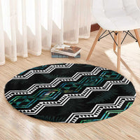 Taniko Aotearoa Mix Paua Shell Round Carpet Niho Taniwha Turquoise Glitter LT01 - Polynesian Pride