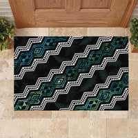 Personalised Taniko Aotearoa Mix Paua Shell Rubber Doormat Niho Taniwha Turquoise Glitter