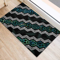 Personalised Taniko Aotearoa Mix Paua Shell Rubber Doormat Niho Taniwha Turquoise Glitter