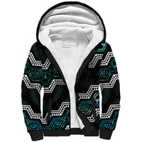 Personalised Taniko Aotearoa Mix Paua Shell Sherpa Hoodie Niho Taniwha Turquoise Glitter