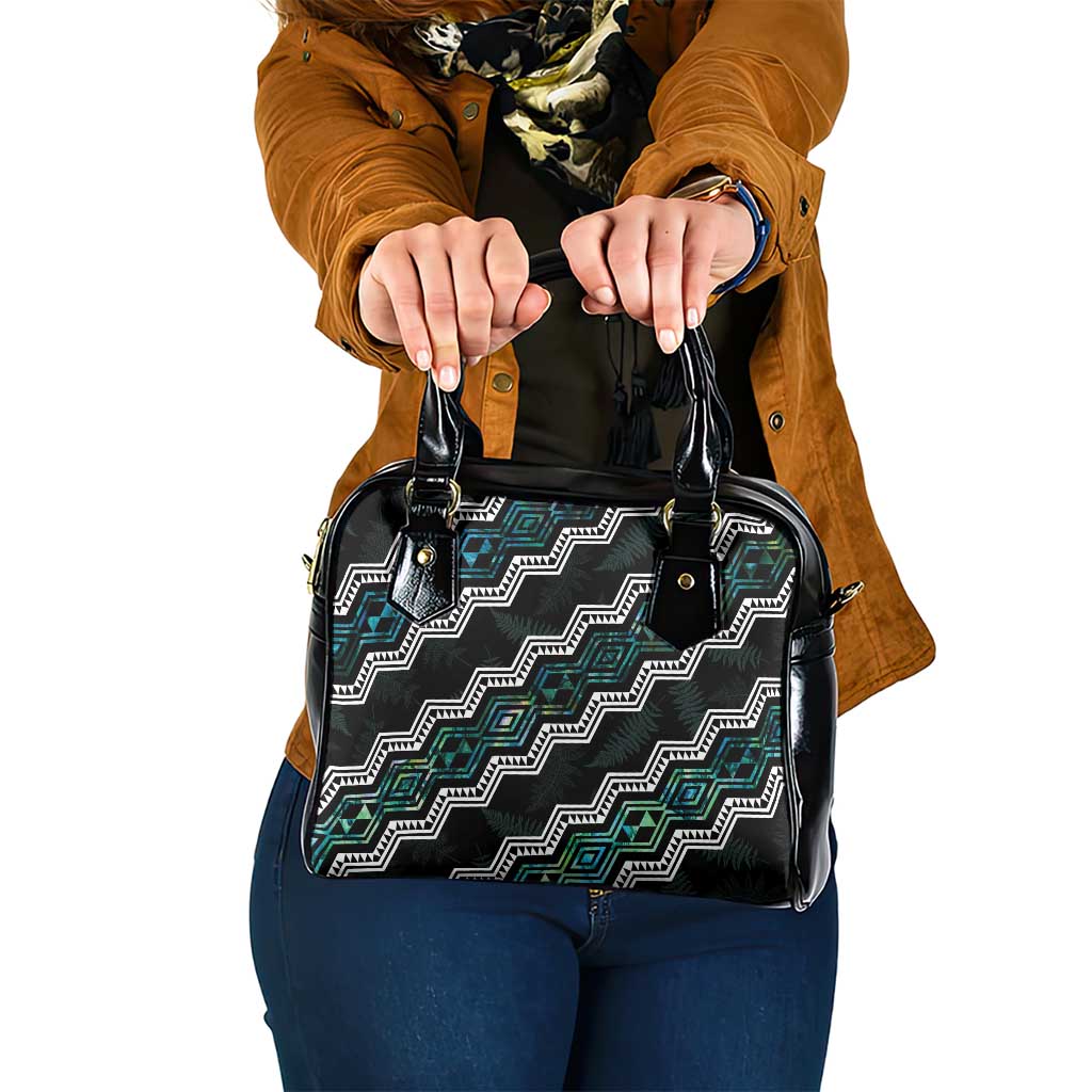 Taniko Aotearoa Mix Paua Shell Shoulder Handbag Niho Taniwha Turquoise Glitter LT01 One Size Turquoise - Polynesian Pride