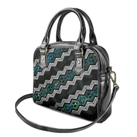 Personalised Taniko Aotearoa Mix Paua Shell Shoulder Handbag Niho Taniwha Turquoise Glitter