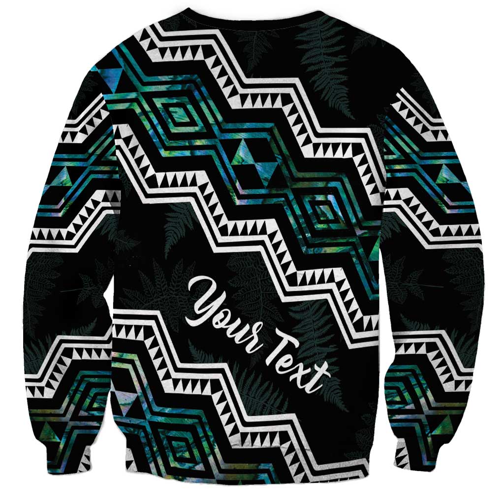 Personalised Taniko Aotearoa Mix Paua Shell Sweatshirt Niho Taniwha Turquoise Glitter
