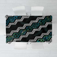 Personalised Taniko Aotearoa Mix Paua Shell Tablecloth Niho Taniwha Turquoise Glitter