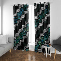 Personalised Taniko Aotearoa Mix Paua Shell Window Curtain Niho Taniwha Turquoise Glitter