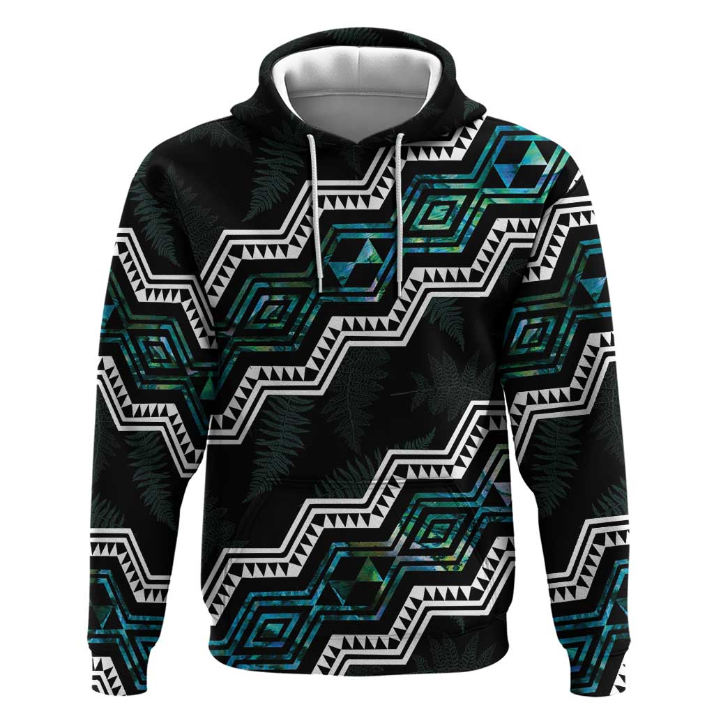 Personalised Taniko Aotearoa Mix Paua Shell Zip Hoodie Niho Taniwha Turquoise Glitter LT01 Pullover Hoodie Turquoise - Polynesian Pride