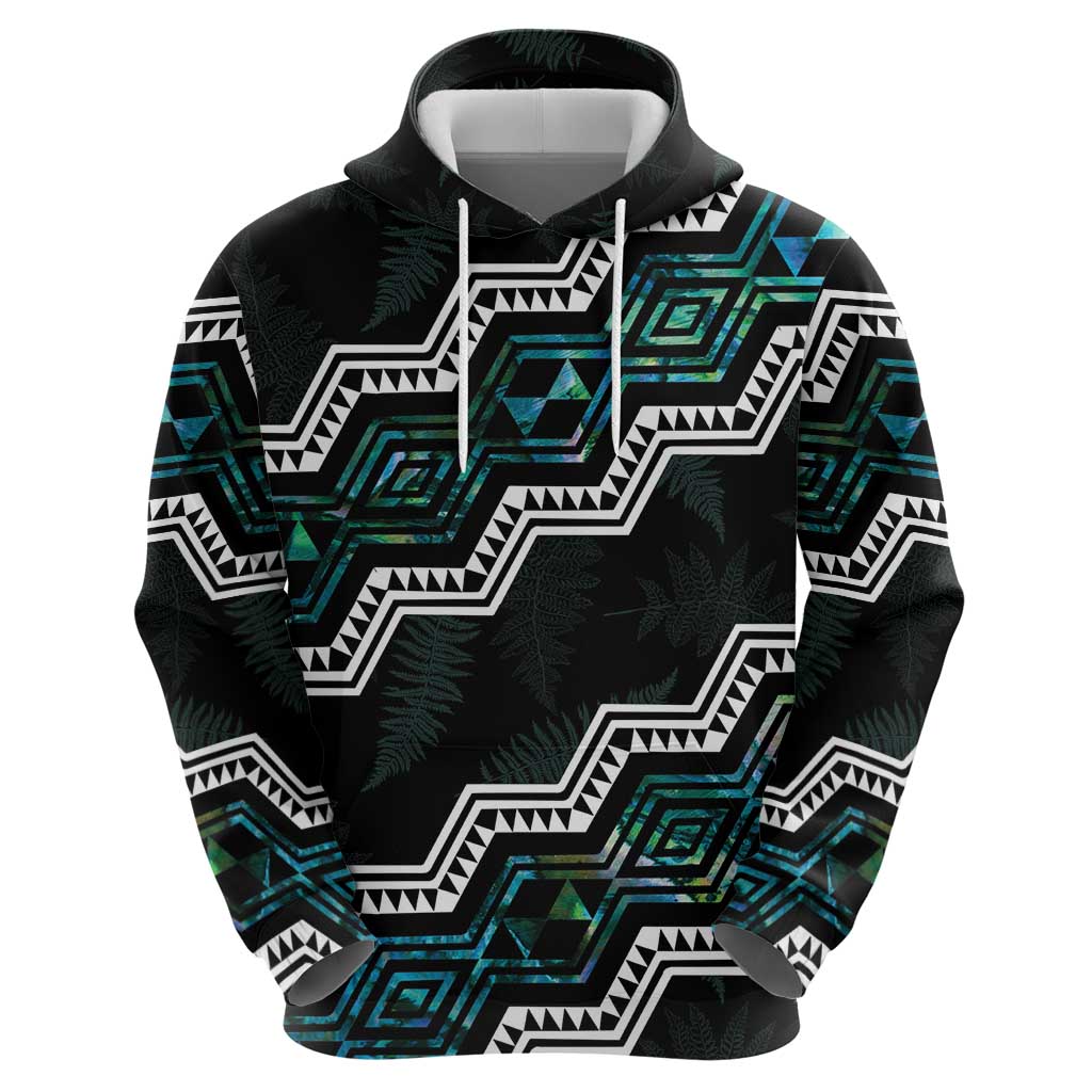 Personalised Taniko Aotearoa Mix Paua Shell Zip Hoodie Niho Taniwha Turquoise Glitter LT01 - Polynesian Pride