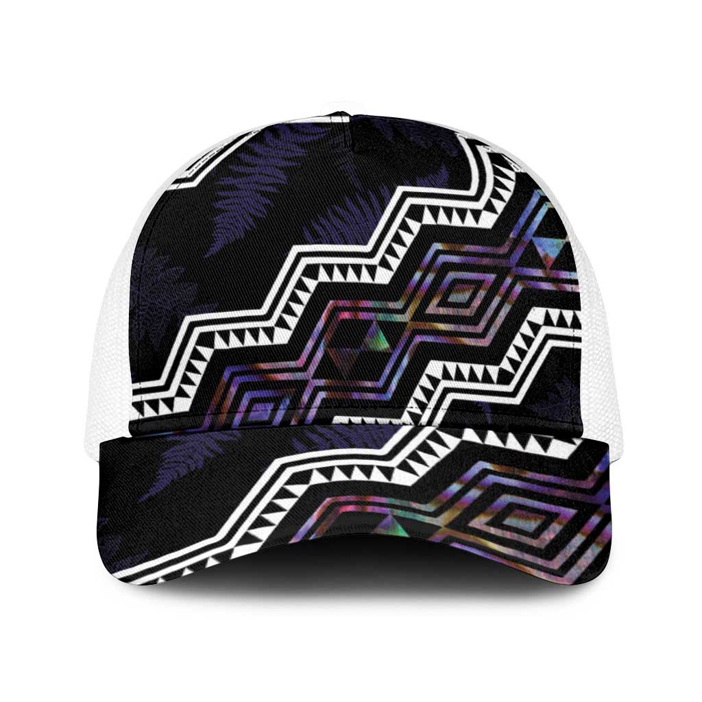 Taniko Aotearoa Mix Paua Shell Baseball Net Cap Niho Taniwha Lilac Glitter - Polynesian Pride