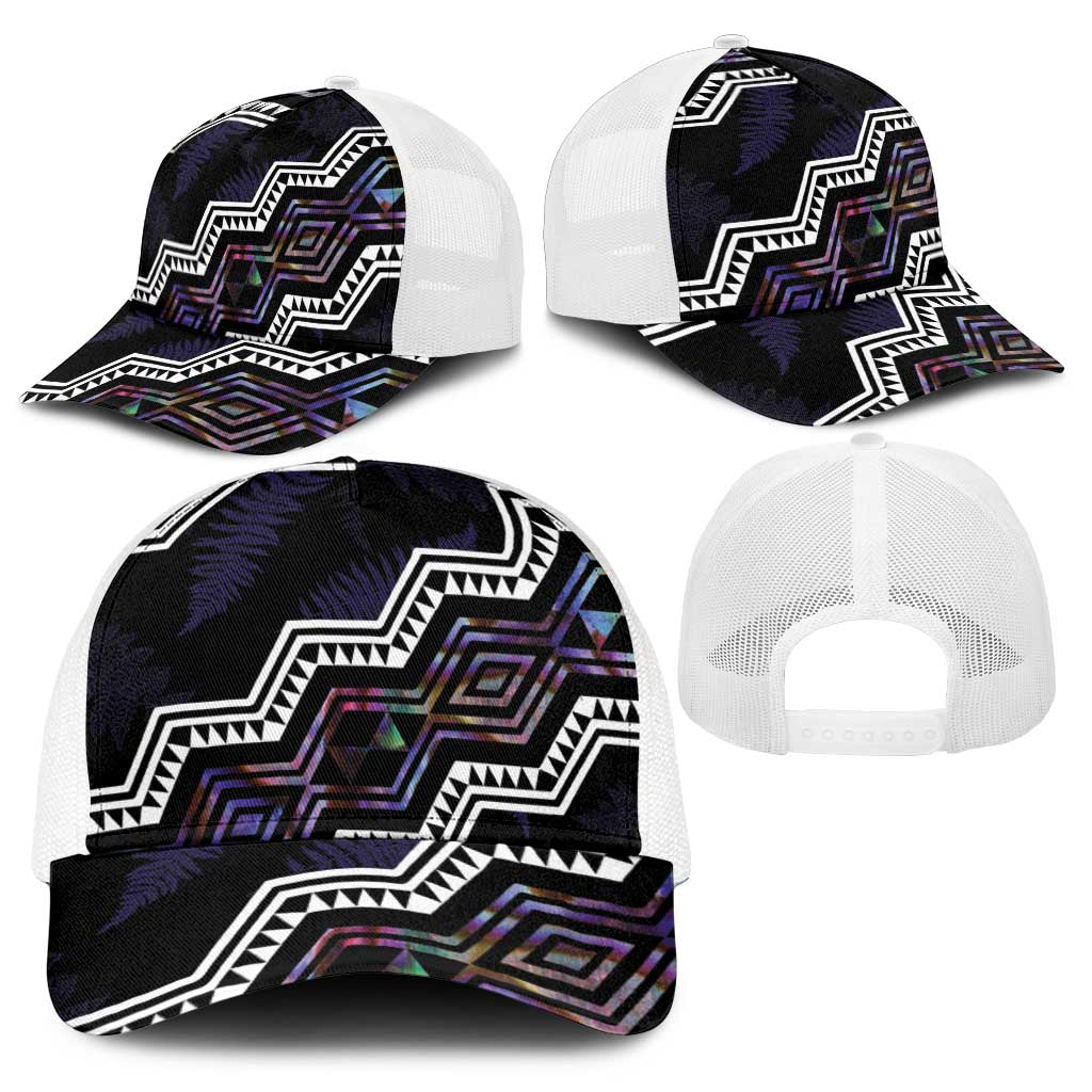 Taniko Aotearoa Mix Paua Shell Baseball Net Cap Niho Taniwha Lilac Glitter - Polynesian Pride