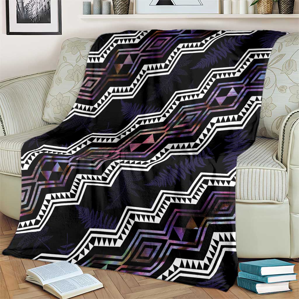 Personalised Taniko Aotearoa Mix Paua Shell Blanket Niho Taniwha Lilac Glitter