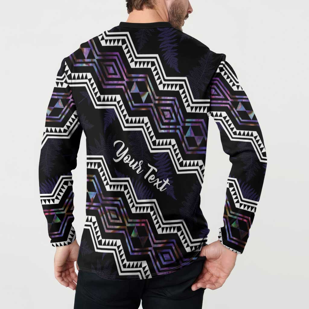 Personalised Taniko Aotearoa Mix Paua Shell Button Sweatshirt Niho Taniwha Lilac Glitter
