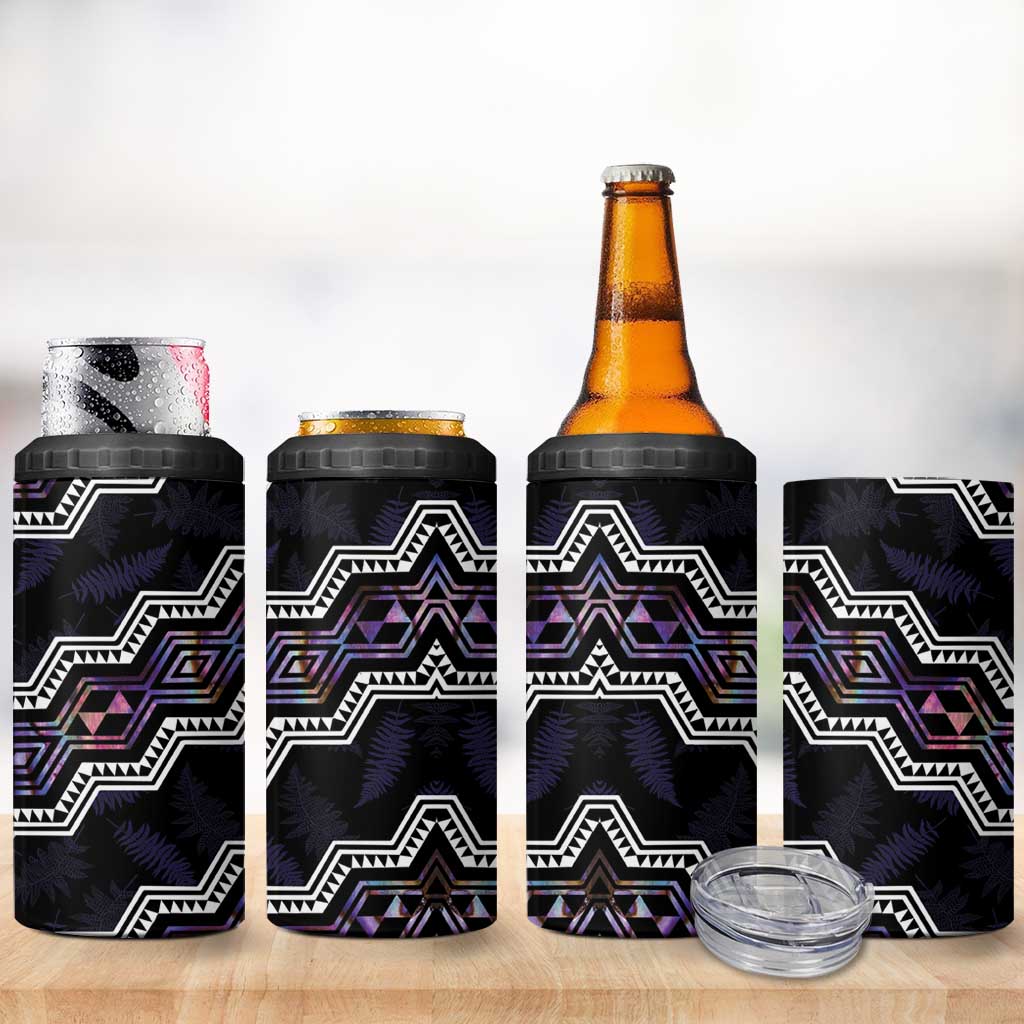 Personalised Taniko Aotearoa Mix Paua Shell 4 in 1 Can Cooler Tumbler Niho Taniwha Lilac Glitter