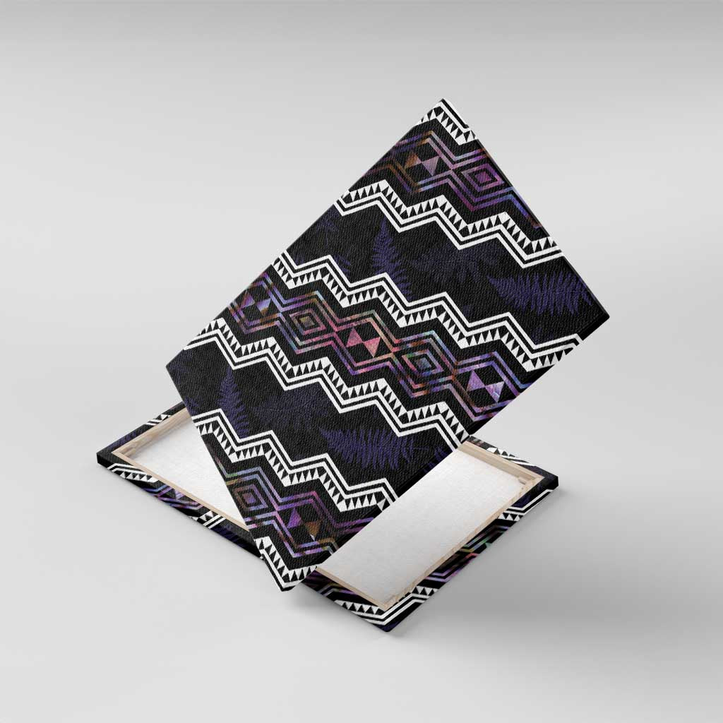 Personalised Taniko Aotearoa Mix Paua Shell Canvas Wall Art Niho Taniwha Lilac Glitter