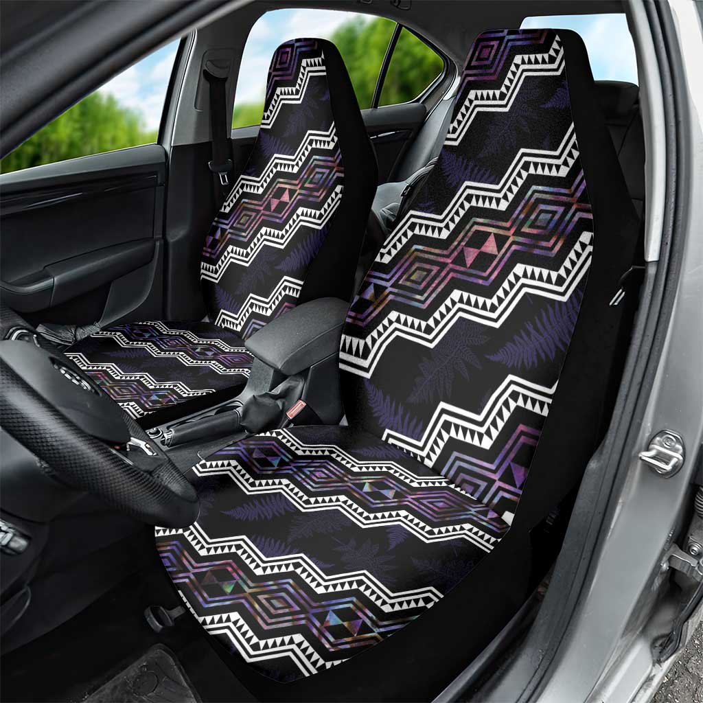 Personalised Taniko Aotearoa Mix Paua Shell Car Seat Cover Niho Taniwha Lilac Glitter