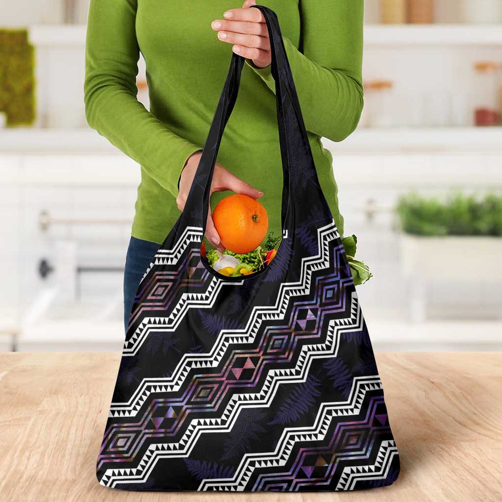 Taniko Aotearoa Mix Paua Shell Grocery Bag Niho Taniwha Lilac Glitter