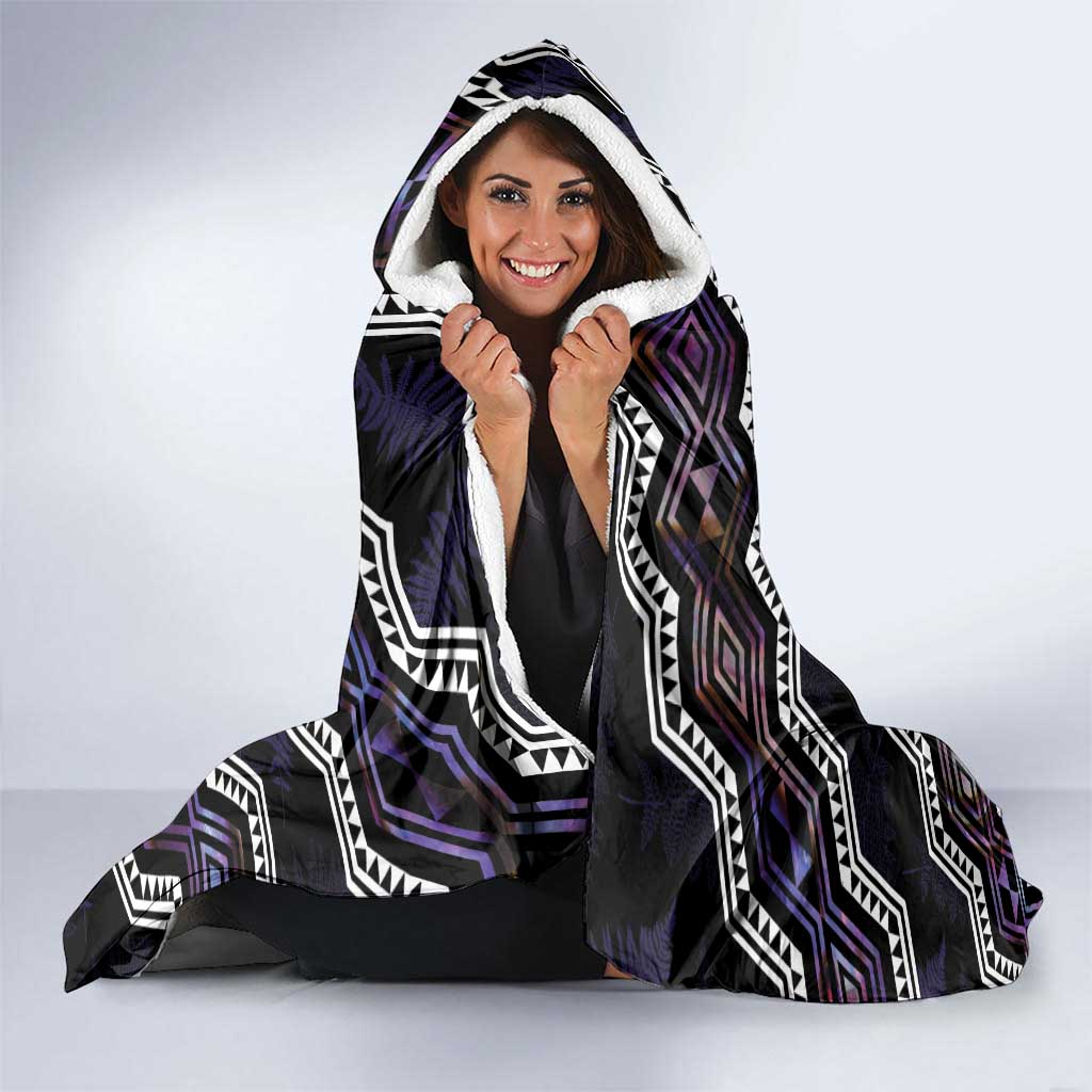 Personalised Taniko Aotearoa Mix Paua Shell Hooded Blanket Niho Taniwha Lilac Glitter