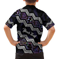 Personalised Taniko Aotearoa Mix Paua Shell Kid Hawaiian Shirt Niho Taniwha Lilac Glitter
