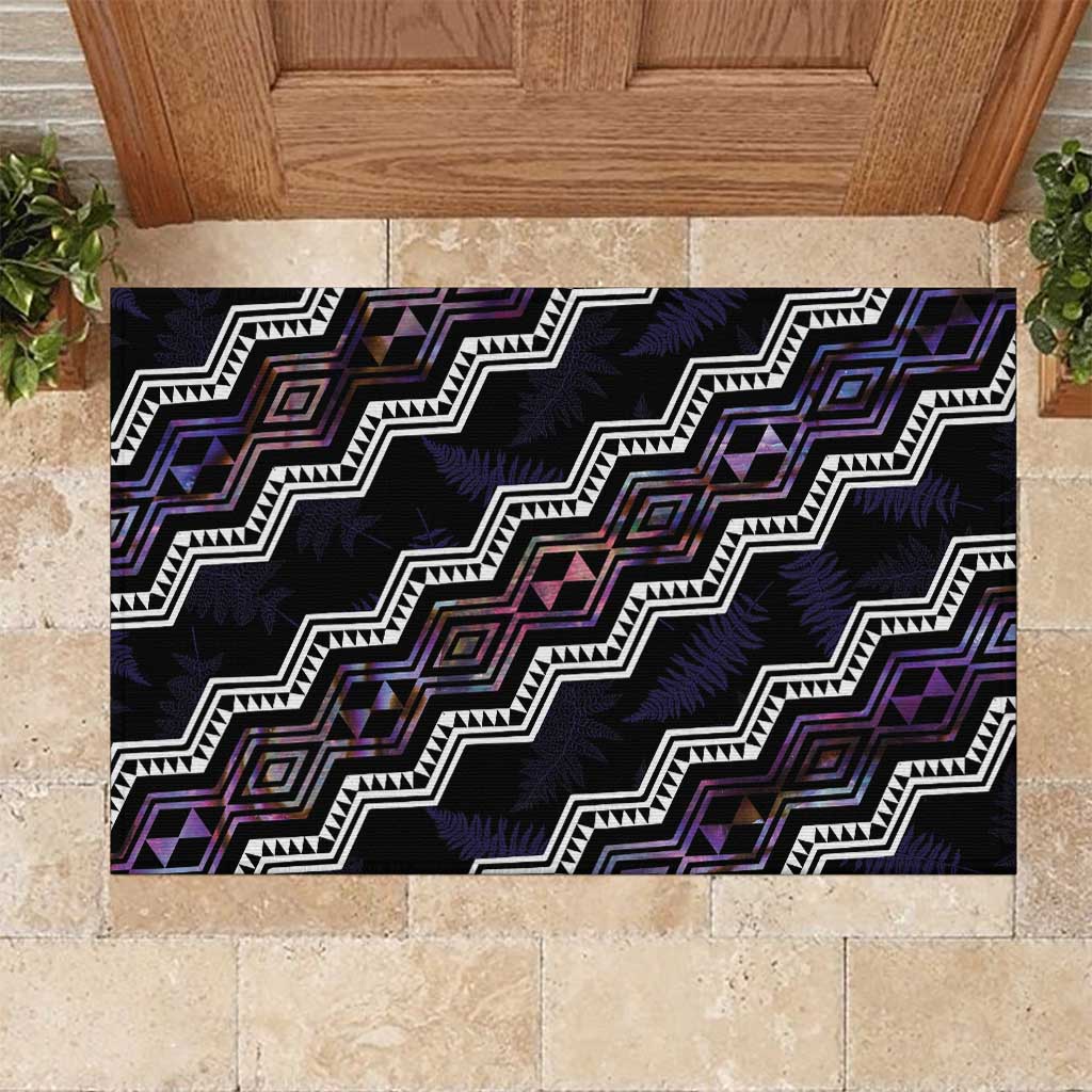 Personalised Taniko Aotearoa Mix Paua Shell Rubber Doormat Niho Taniwha Lilac Glitter