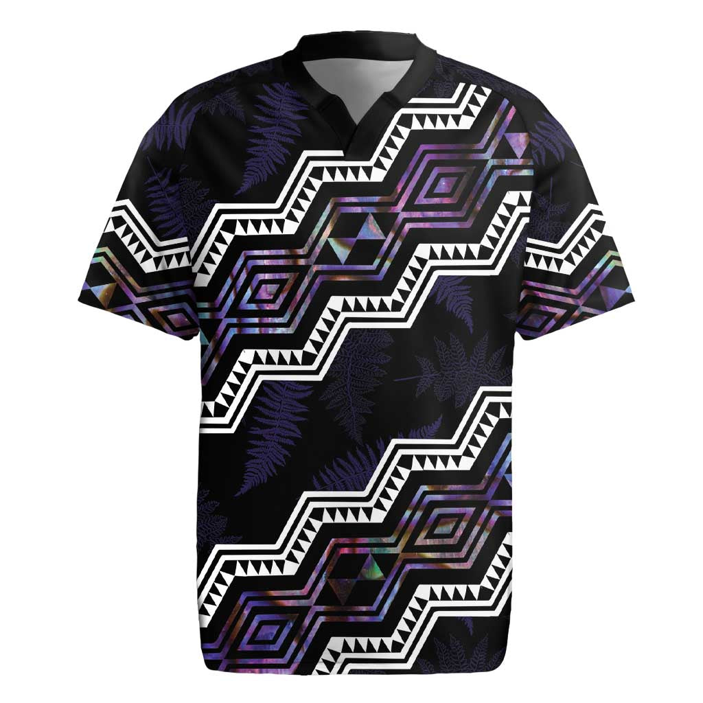 Personalised Taniko Aotearoa Mix Paua Shell Rugby Jersey Niho Taniwha Lilac Glitter