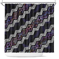 Personalised Taniko Aotearoa Mix Paua Shell Shower Curtain Niho Taniwha Lilac Glitter LT01 Purple - Polynesian Pride
