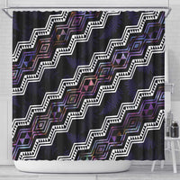 Personalised Taniko Aotearoa Mix Paua Shell Shower Curtain Niho Taniwha Lilac Glitter LT01 - Polynesian Pride