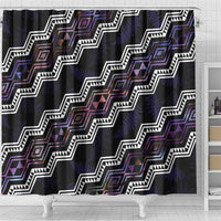 Personalised Taniko Aotearoa Mix Paua Shell Shower Curtain Niho Taniwha Lilac Glitter LT01 - Polynesian Pride