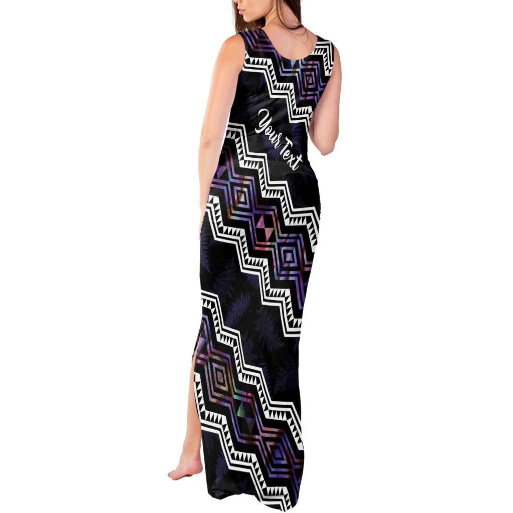 Personalised Taniko Aotearoa Mix Paua Shell Tank Maxi Dress Niho Taniwha Lilac Glitter