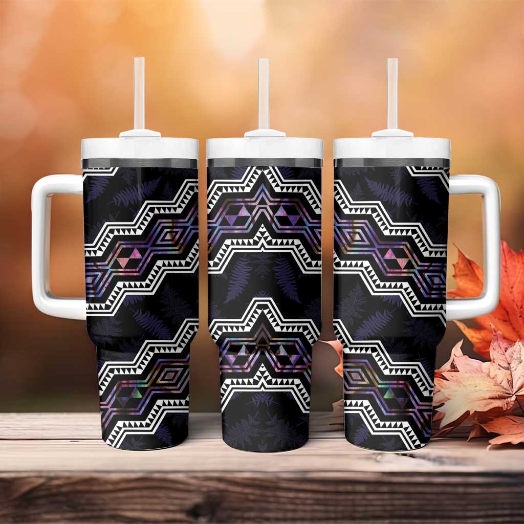 Personalised Taniko Aotearoa Mix Paua Shell Tumbler With Handle Niho Taniwha Lilac Glitter