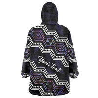 Personalised Taniko Aotearoa Mix Paua Shell Wearable Blanket Hoodie Niho Taniwha Lilac Glitter