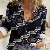 Personalised Taniko Aotearoa Mix Paua Shell Women Casual Shirt Niho Taniwha Lilac Glitter