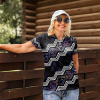 Personalised Taniko Aotearoa Mix Paua Shell Women Polo Shirt Niho Taniwha Lilac Glitter