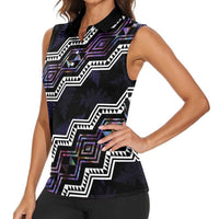 Personalised Taniko Aotearoa Mix Paua Shell Women Sleeveless Polo Shirt Niho Taniwha Lilac Glitter