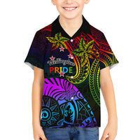 Wellington Pride Family Matching Puletasi and Hawaiian Shirt Aotearoa Tribal Rainbow Pattern LT01 Son's Shirt Black - Polynesian Pride