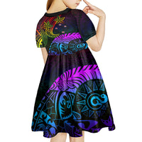 Wellington Pride Kid Short Sleeve Dress Aotearoa Tribal Rainbow Pattern LT01 - Polynesian Pride