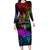 Wellington Pride Long Sleeve Bodycon Dress Aotearoa Tribal Rainbow Pattern LT01 Long Dress Black - Polynesian Pride