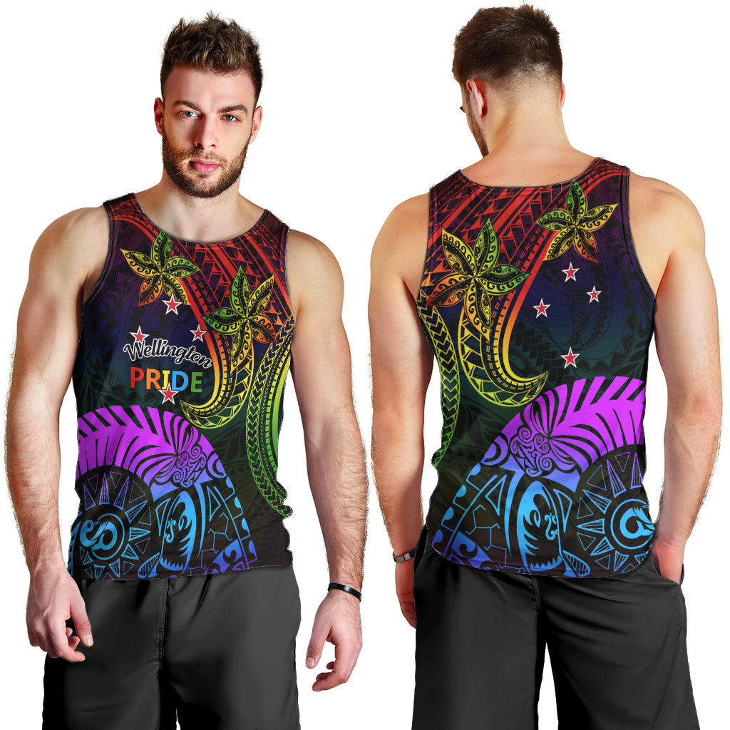 Wellington Pride Men Tank Top Aotearoa Tribal Rainbow Pattern LT01 - Polynesian Pride