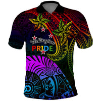 Wellington Pride Polo Shirt Aotearoa Tribal Rainbow Pattern LT01 Black - Polynesian Pride