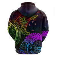 Wellington Pride Zip Hoodie Aotearoa Tribal Rainbow Pattern LT01 - Polynesian Pride
