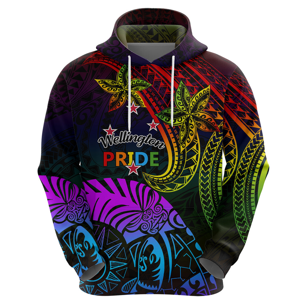 Wellington Pride Zip Hoodie Aotearoa Tribal Rainbow Pattern LT01 - Polynesian Pride