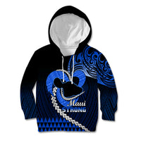 Personalised Hawaii Kid Hoodie Maui Be Strong Kakau Blue Version LT01 Hoodie Blue - Polynesian Pride