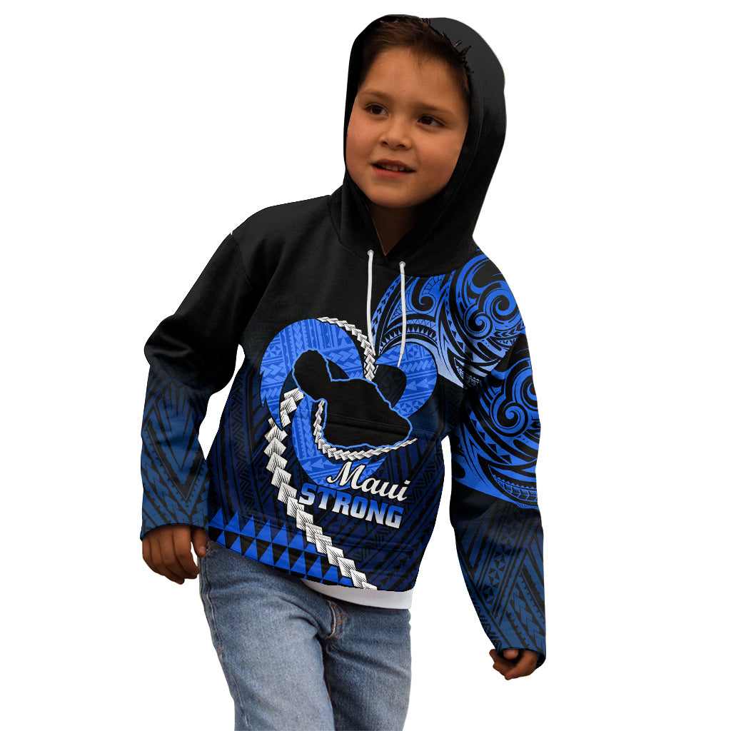 Personalised Hawaii Kid Hoodie Maui Be Strong Kakau Blue Version LT01 - Polynesian Pride