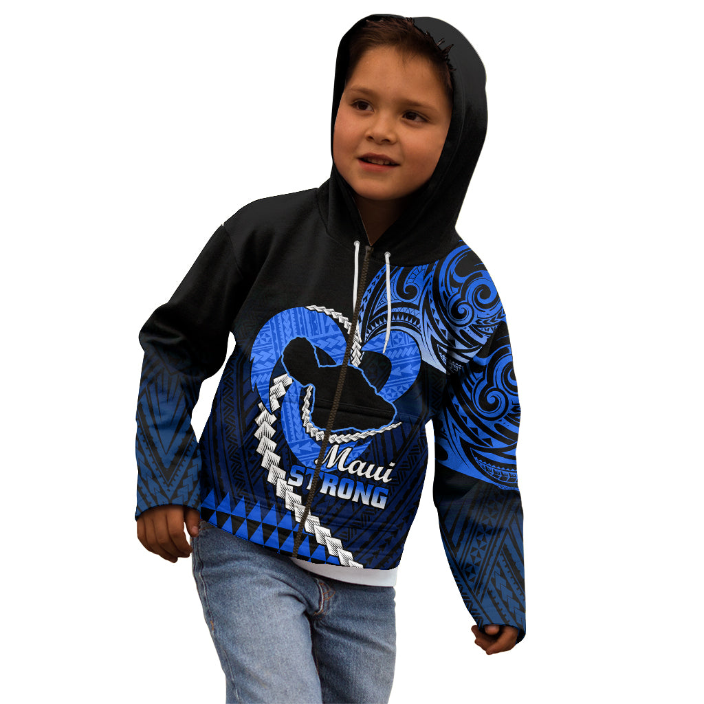 Personalised Hawaii Kid Hoodie Maui Be Strong Kakau Blue Version LT01 - Polynesian Pride