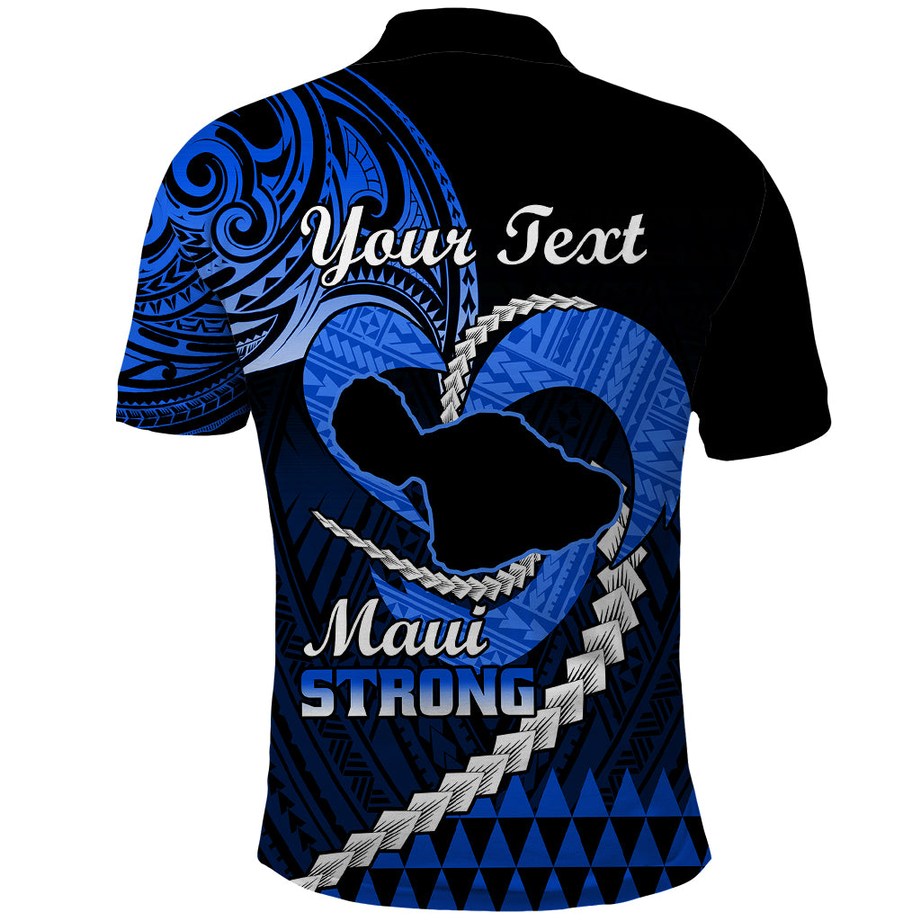 Personalised Hawaii Polo Shirt Maui Be Strong Kakau Blue Version LT01 - Polynesian Pride