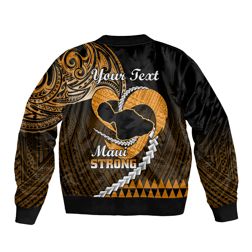 Personalised Hawaii Bomber Jacket Maui Be Strong Kakau Gold Version LT01 - Polynesian Pride