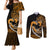 Personalised Hawaii Couples Matching Mermaid Dress and Long Sleeve Button Shirts Maui Be Strong Kakau Gold Version LT01 Gold - Polynesian Pride