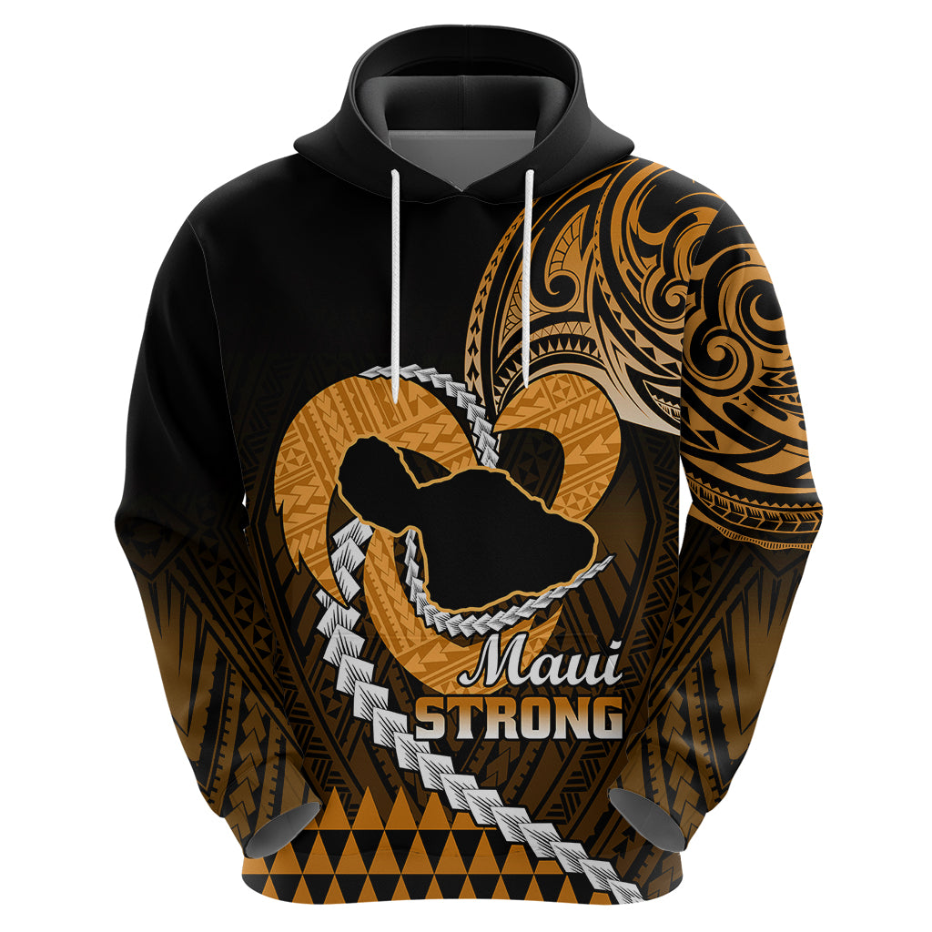 Personalised Hawaii Hoodie Maui Be Strong Kakau Gold Version LT01 - Polynesian Pride