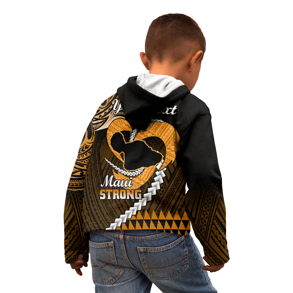 Personalised Hawaii Kid Hoodie Maui Be Strong Kakau Gold Version LT01 - Polynesian Pride