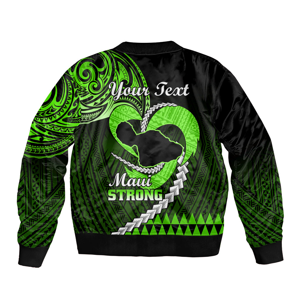 Personalised Hawaii Bomber Jacket Maui Be Strong Kakau Green Version LT01 - Polynesian Pride
