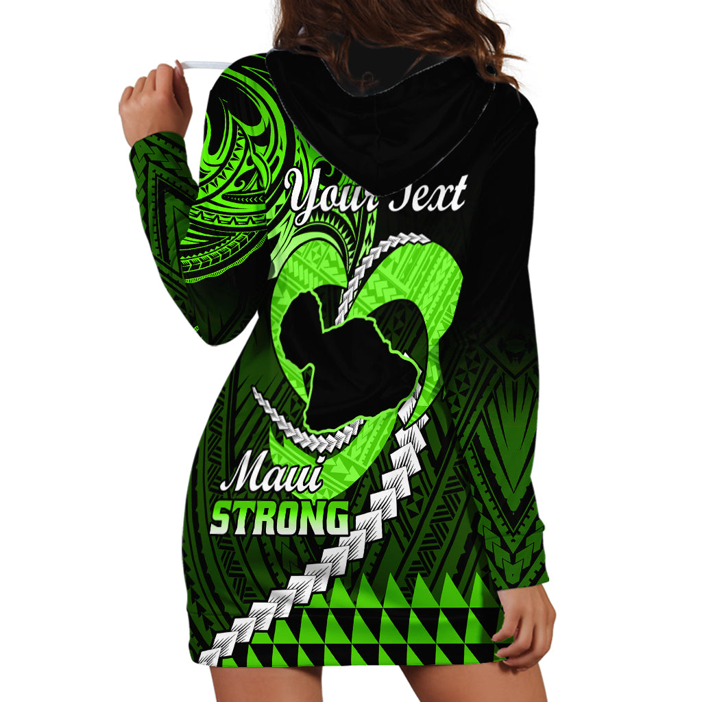 Personalised Hawaii Hoodie Dress Maui Be Strong Kakau Green Version LT01 - Polynesian Pride